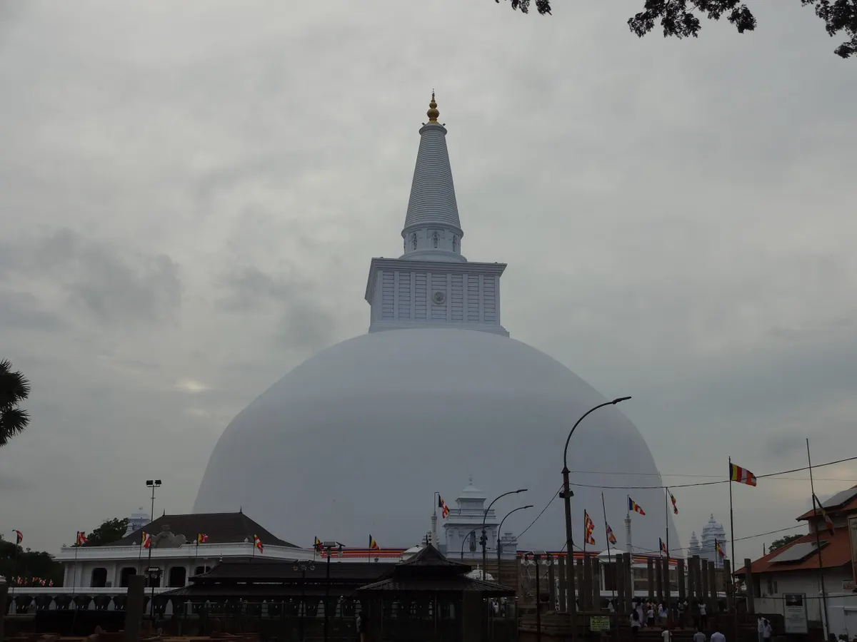 The Ruwanwelisaya dagoba rising over Anuradhapura's sacred city