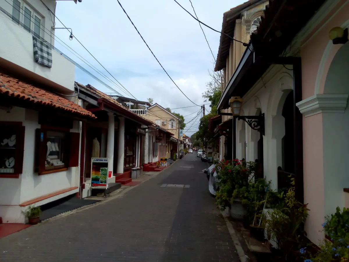 A quiet villa-lined lane inside Galle Fort