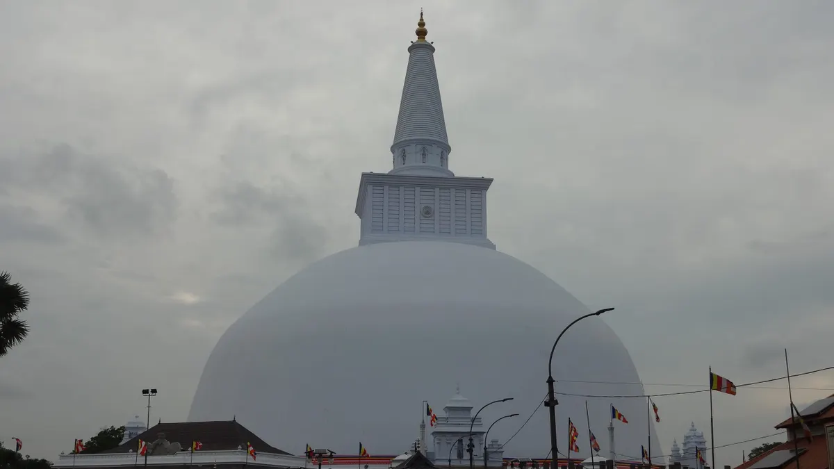 The great white dome of Ruwanwelisaya stupa in Anuradhapura